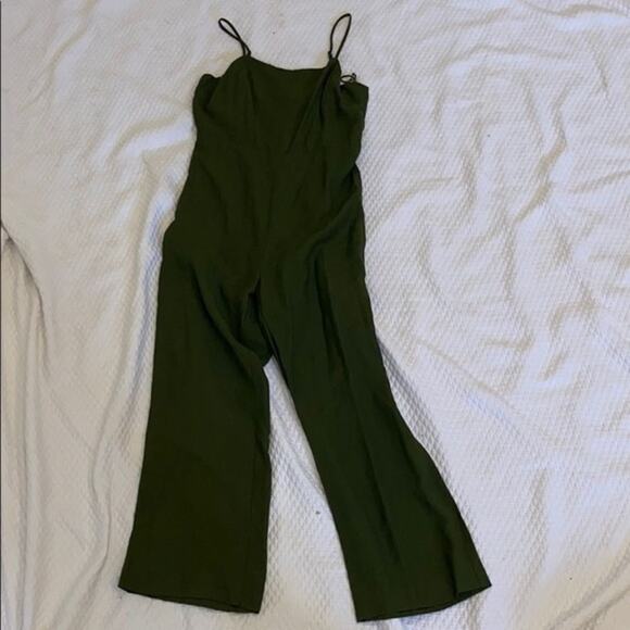 Line and Dot Green Spaghetti Strap Jumpsuit | Sz S - Picture 2 of 8